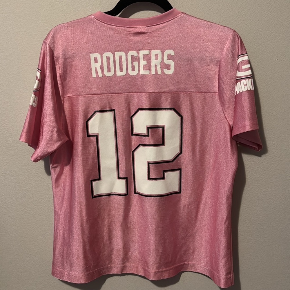 NFL Players Jersey Pink Aaron Rogers Packers Women’s Large #12 Sports Football - Picture 3 of 13